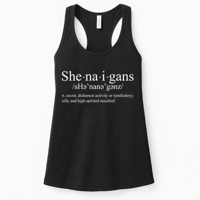 Shenanigans Definition St Patricks Day Funny Womens Tank Top
