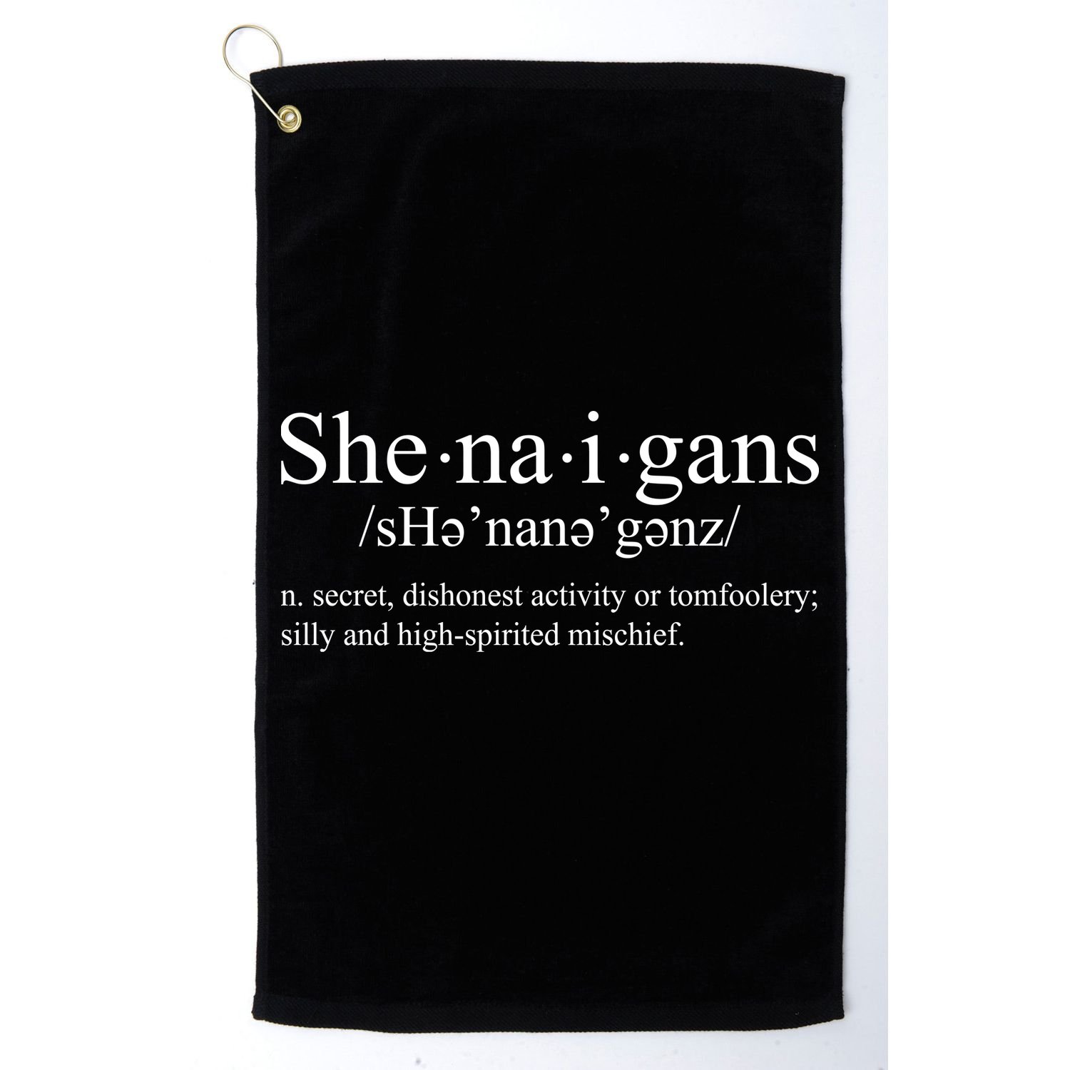 Shenanigans Definition St Patricks Day Funny Golf Towel