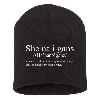 Shenanigans Definition St Patricks Day Funny Short Acrylic Beanie