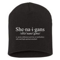 Shenanigans Definition St Patricks Day Funny Short Acrylic Beanie