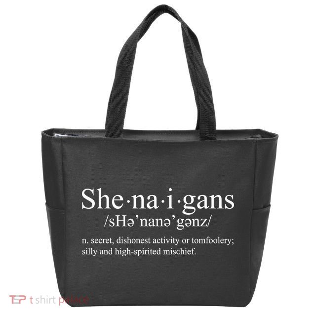 Shenanigans Definition St Patricks Day Funny Zip Tote Bag