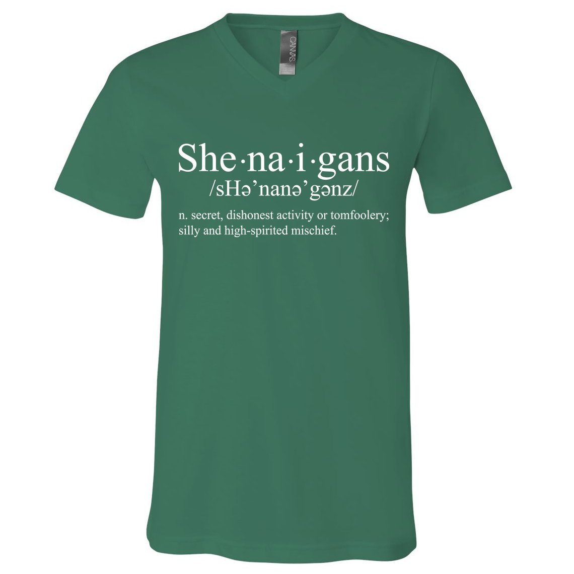 Shenanigans Definition St Patricks Day Funny V-Neck T-Shirt