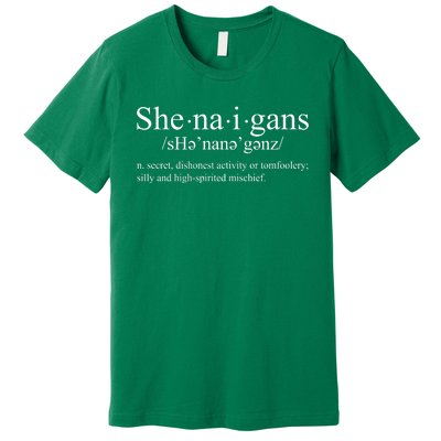 Shenanigans Definition St Patricks Day Funny Premium T-Shirt