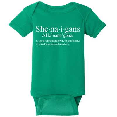 Shenanigans Definition St Patricks Day Funny Baby Bodysuit