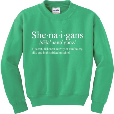 Shenanigans Definition St Patricks Day Funny Kids Sweatshirt