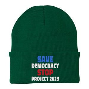 Save Democracy Stop Project 2025 Presidential Election Design Knit Cap Winter Beanie