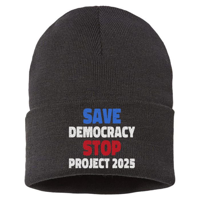 Save Democracy Stop Project 2025 Presidential Election Design Sustainable Knit Beanie