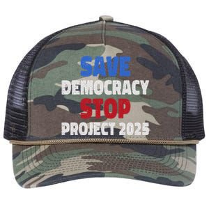 Save Democracy Stop Project 2025 Presidential Election Design Retro Rope Trucker Hat Cap