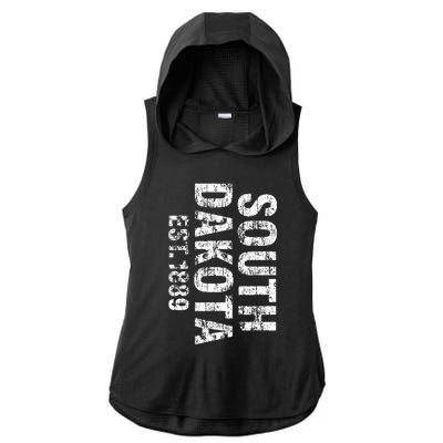 South Dakota State Patriotic American Usa Distressed Design Ladies PosiCharge Tri-Blend Wicking Draft Hoodie Tank