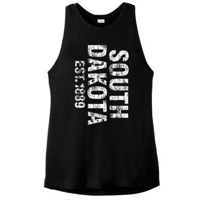 South Dakota State Patriotic American Usa Distressed Design Ladies PosiCharge Tri-Blend Wicking Tank