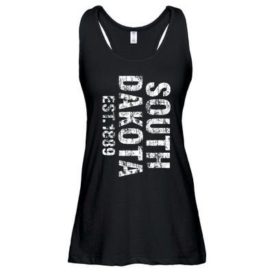 South Dakota State Patriotic American Usa Distressed Design Ladies Essential Flowy Tank