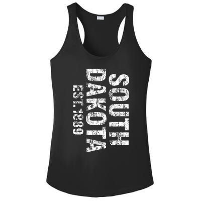 South Dakota State Patriotic American Usa Distressed Design Ladies PosiCharge Competitor Racerback Tank