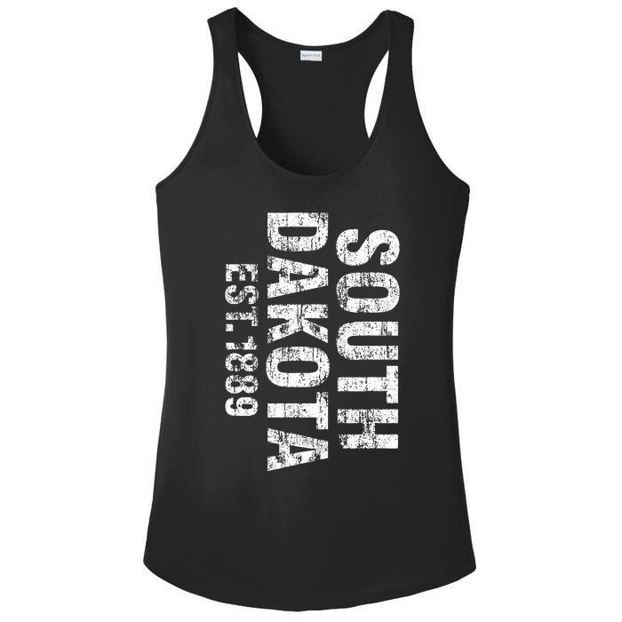 South Dakota State Patriotic American Usa Distressed Design Ladies PosiCharge Competitor Racerback Tank