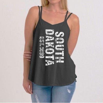 South Dakota State Patriotic American Usa Distressed Design Women's Strappy Tank