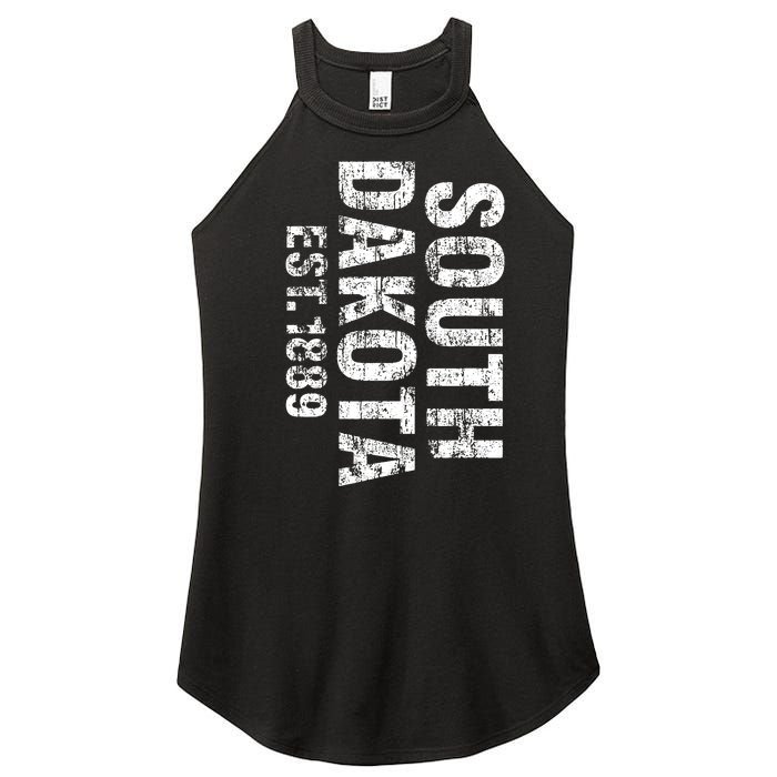 South Dakota State Patriotic American Usa Distressed Design Women's Perfect Tri Rocker Tank