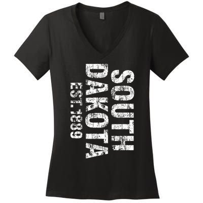 South Dakota State Patriotic American Usa Distressed Design Women's V-Neck T-Shirt