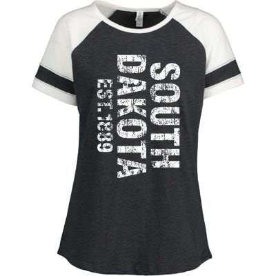 South Dakota State Patriotic American Usa Distressed Design Enza Ladies Jersey Colorblock Tee