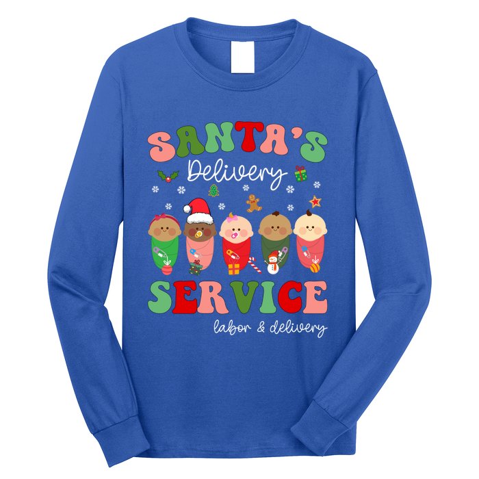 SantaS Delivery Service Christmas Labor Delivery Nurse L And D Cool Gift Long Sleeve Shirt