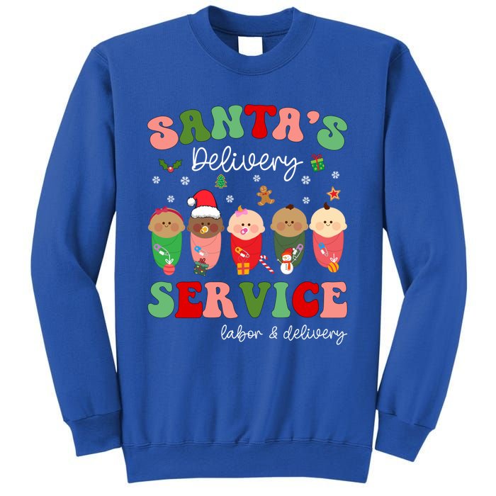 SantaS Delivery Service Christmas Labor Delivery Nurse L And D Cool Gift Sweatshirt