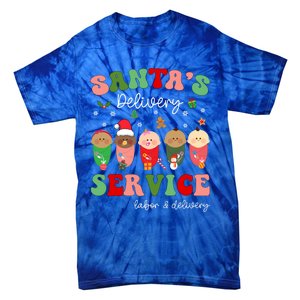 SantaS Delivery Service Christmas Labor Delivery Nurse L And D Cool Gift Tie-Dye T-Shirt