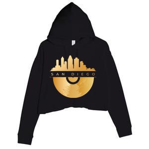 San Diego Skyline Vinyl Record California Music Souvenir Crop Fleece Hoodie