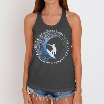 San Diego Surf Shirt / San Diego Beach Gift Women's Knotted Racerback Tank