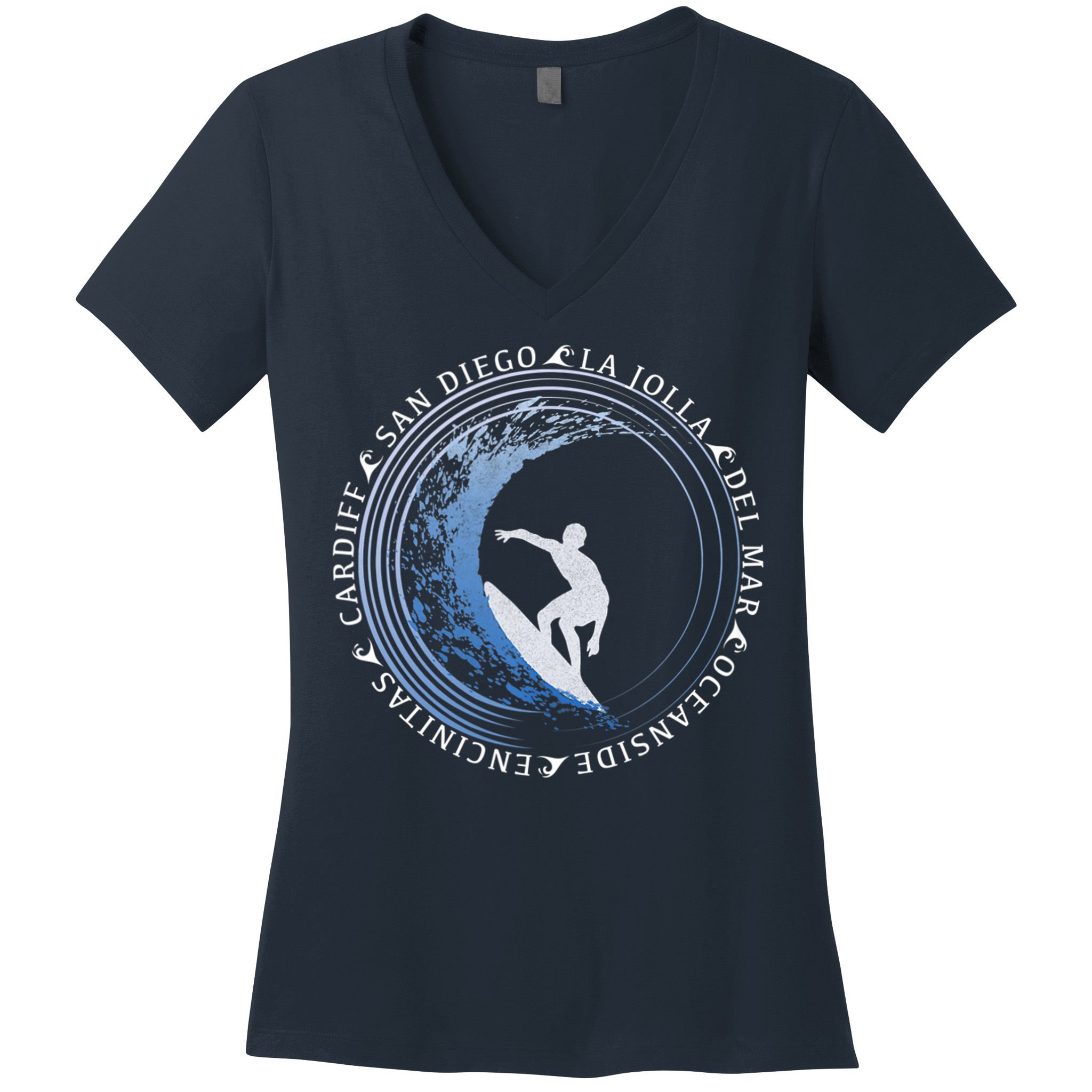San Diego Surf Shirt / San Diego Beach Gift Women's V-Neck T-Shirt