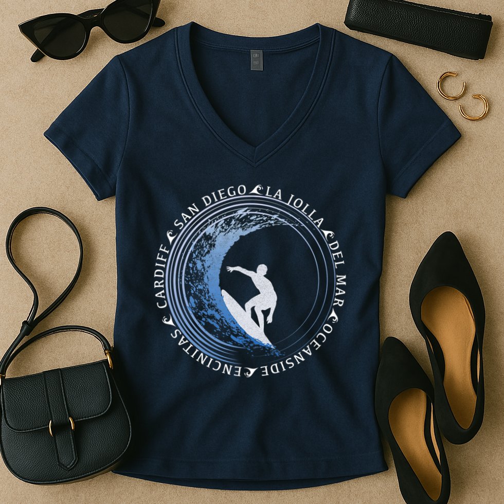 San Diego Surf Shirt / San Diego Beach Gift Women's V-Neck T-Shirt