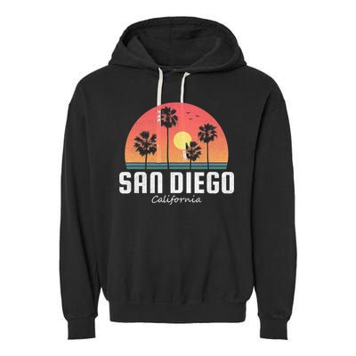 San Diego Shirt Vintage Retro Beach Sunset Garment-Dyed Fleece Hoodie