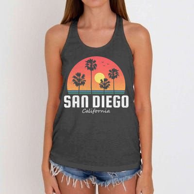San Diego Shirt Vintage Retro Beach Sunset Women's Knotted Racerback Tank