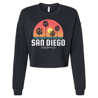 San Diego Shirt Vintage Retro Beach Sunset Cropped Pullover Crew