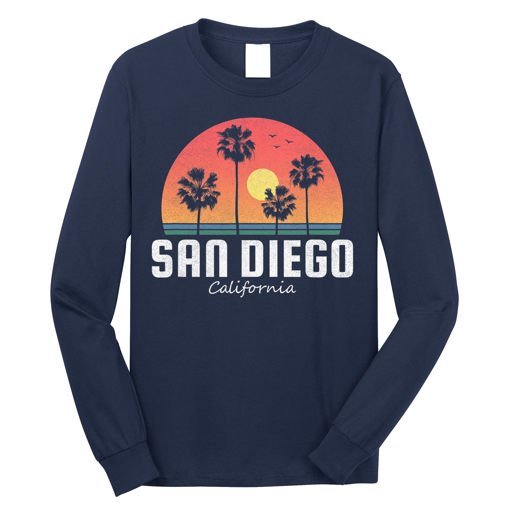 San Diego Shirt Vintage Retro Beach Sunset Long Sleeve Shirt