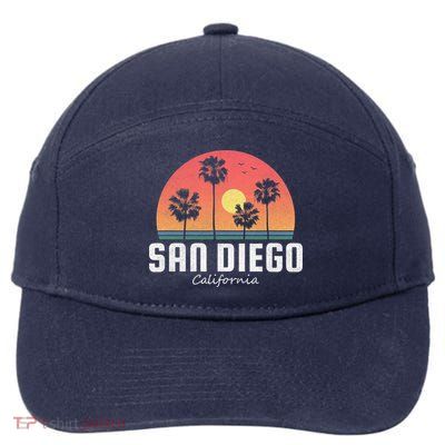 San Diego Shirt Vintage Retro Beach Sunset 7-Panel Snapback Hat