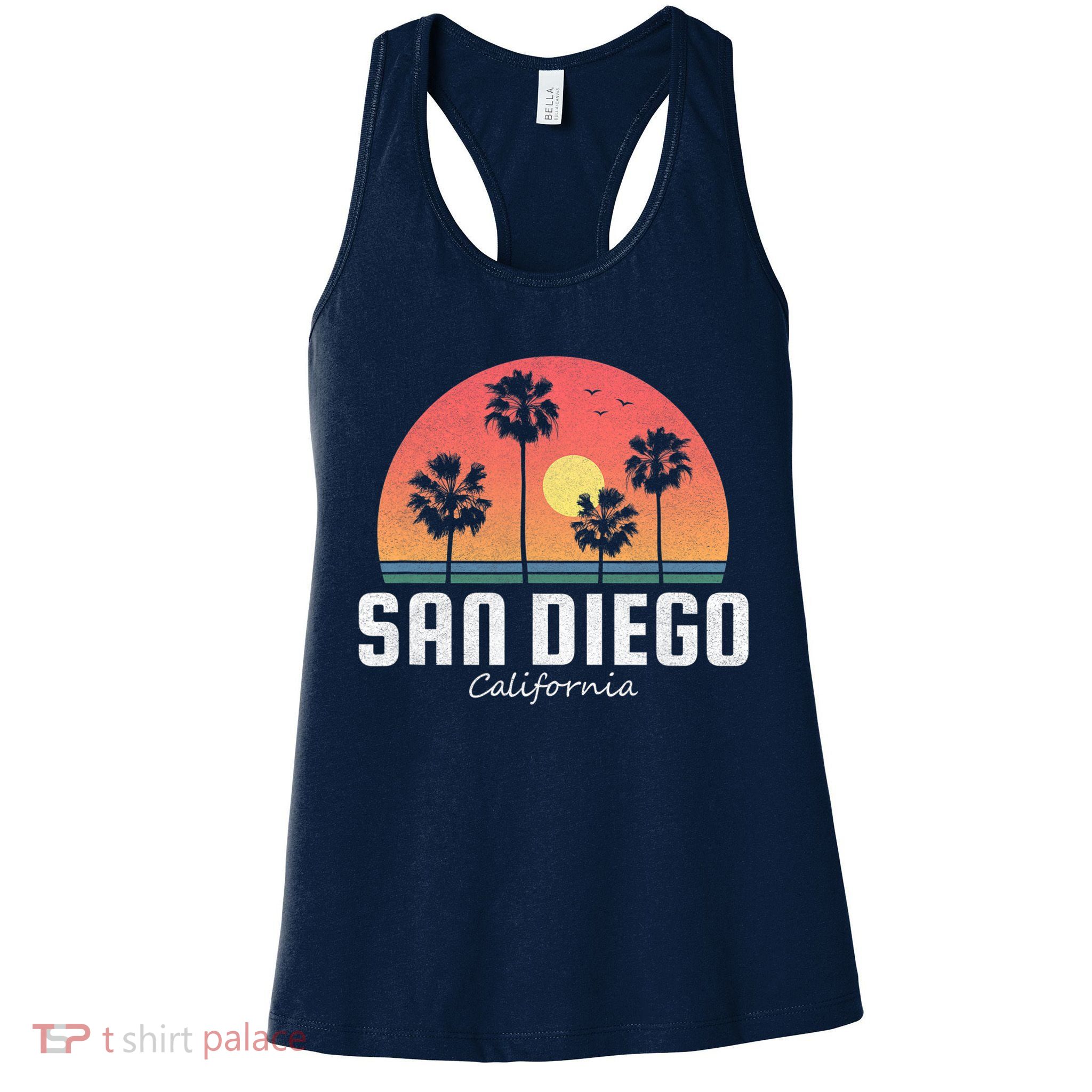 San Diego Shirt Vintage Retro Beach Sunset Womens Tank Top