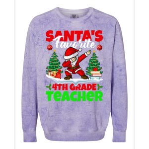 Santa Dabbing SantaS Favorite 4th Grade Teacher Christmas Gift Colorblast Crewneck Sweatshirt