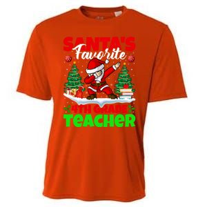 Santa Dabbing SantaS Favorite 4th Grade Teacher Christmas Gift Cooling Performance Crew T-Shirt