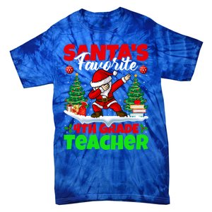 Santa Dabbing SantaS Favorite 4th Grade Teacher Christmas Gift Tie-Dye T-Shirt