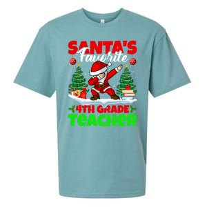 Santa Dabbing SantaS Favorite 4th Grade Teacher Christmas Gift Sueded Cloud Jersey T-Shirt