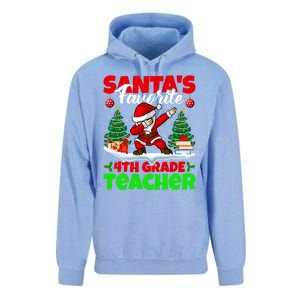 Santa Dabbing SantaS Favorite 4th Grade Teacher Christmas Gift Unisex Surf Hoodie