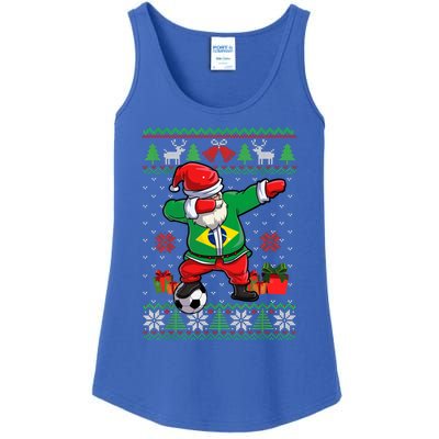 Soccer Dabbing Santa Brazil Flag Ugly Christmas Sweater Meaningful Gift Ladies Essential Tank