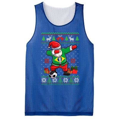 Soccer Dabbing Santa Brazil Flag Ugly Christmas Sweater Meaningful Gift Mesh Reversible Basketball Jersey Tank