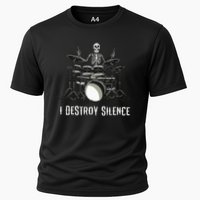 Skeleton Drummer Skull Drum Set Metal Rock Band Cooling Performance Crew T-Shirt