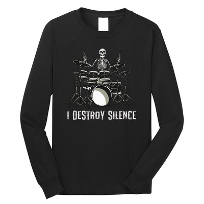 Skeleton Drummer Skull Drum Set Metal Rock Band Long Sleeve Shirt