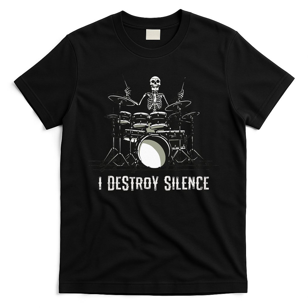 Skeleton Drummer Skull Drum Set Metal Rock Band T-Shirt
