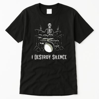 Skeleton Drummer Skull Drum Set Metal Rock Band Tall T-Shirt