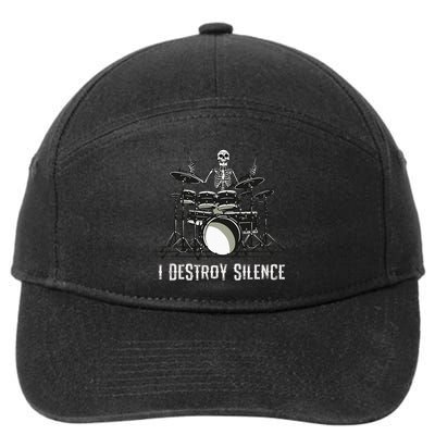 Skeleton Drummer Skull Drum Set Metal Rock Band 7-Panel Snapback Hat