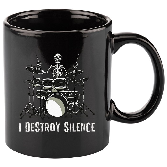 Skeleton Drummer Skull Drum Set Metal Rock Band 11oz C Handle Ceramic Mug