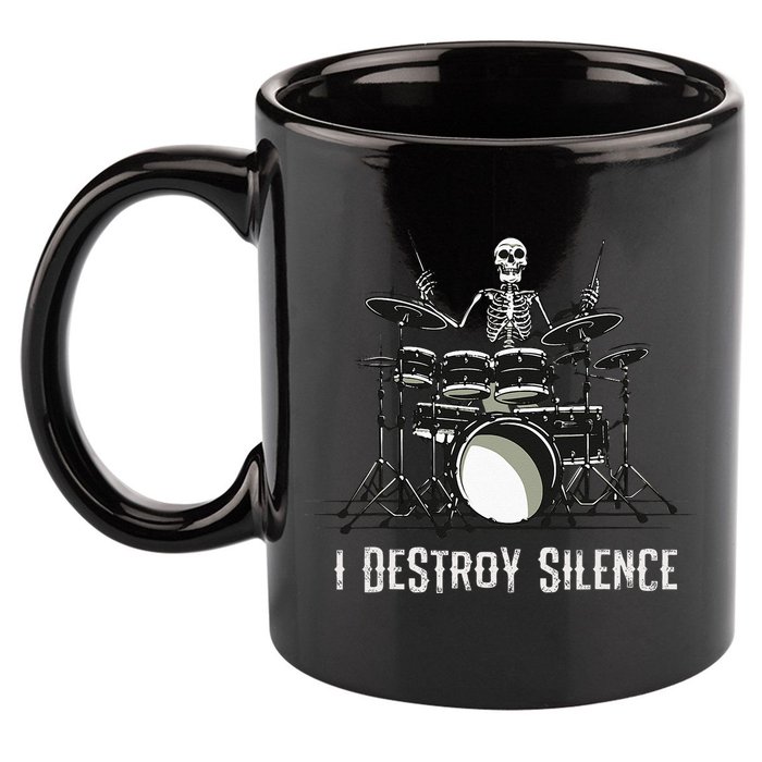Skeleton Drummer Skull Drum Set Metal Rock Band 11oz C Handle Ceramic Mug