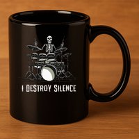 Skeleton Drummer Skull Drum Set Metal Rock Band 11oz C Handle Ceramic Mug