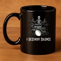 Skeleton Drummer Skull Drum Set Metal Rock Band 11oz C Handle Ceramic Mug